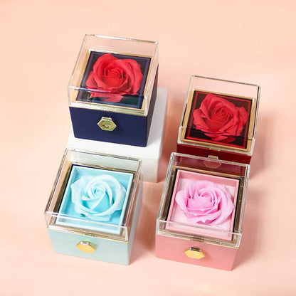 "Rotating Rose Jewelry Gift Box – A Romantic Surprise for Her"