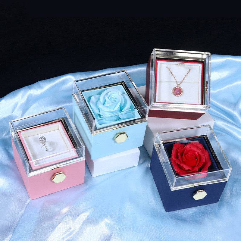 "Rotating Rose Jewelry Gift Box – A Romantic Surprise for Her"