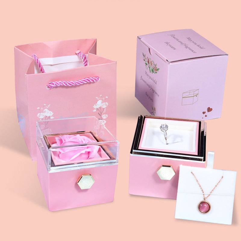 "Rotating Rose Jewelry Gift Box – A Romantic Surprise for Her"