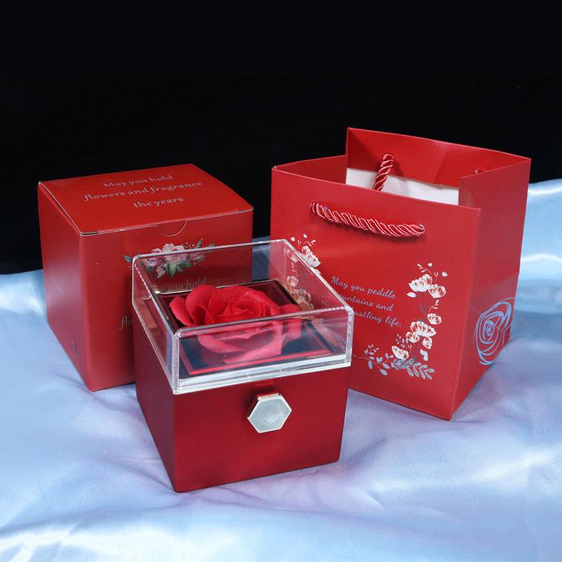 "Rotating Rose Jewelry Gift Box – A Romantic Surprise for Her"