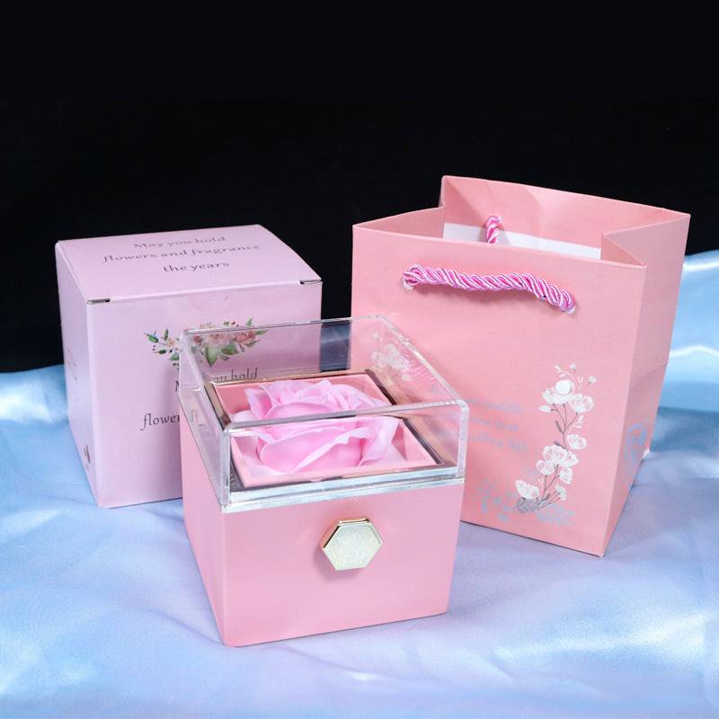 "Rotating Rose Jewelry Gift Box – A Romantic Surprise for Her"